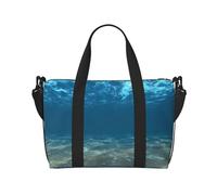 Blue Ocean Sea Ondulato Seascape Borse da viaggio, Weekender Carry On per le donne, borsa da palestra sportiva, borsone da allenamento, notte, nero, Taglia unica