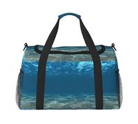 Blue Ocean Sea Wavy Seascape Travel Duffel Bag Grande Pieghevole Impermeabile Pernottamento Borsa Spiaggia Nuoto Piscina Sport Palestra