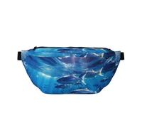 Blue Ocean Underwater Fish1 - Marsupio da corsa, casual, leggero, con cintura e cinghia regolabile