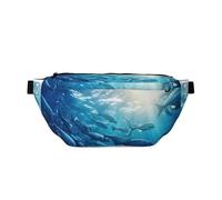 Blue Ocean Underwater Fish2 - Marsupio da corsa, casual, leggero, con cintura e cinghia regolabile