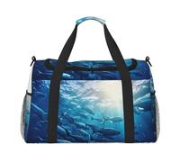 Blue Ocean Underwater Fish2 stampa bagaglio a mano per donne uomini borsa a tracolla weekender per yoga viaggio must have, nero, Taglia unica