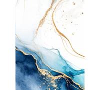 Blue Ocean Watercolor Lined Notebook: Large 8.5 x 11 Aesthetic Journal for Writing: 100 Pages of College Ruled Paper - Abstract Sea Wave Stationery ... Minimalist Gift Giving - Calm Coastal Diary