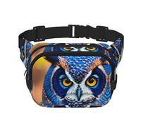 Blue Owl 1 Print Square Double Layer Funzionalità Marsupio Unisex Crossbody Pack Travel Workout, Nero, Taglia Unica, Nero, One Size