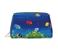 Blue Owl borsa per il trucco in pelle, borsa da viaggio di grande capacità, articoli da toeletta a doppio scopo e borsa per il trucco, Squalo sorridente, Taglia unica, Zaino per la scuola