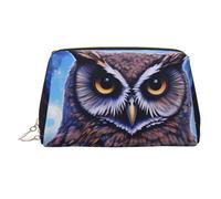 Blue Owl borsa per il trucco in pelle, borsa da viaggio di grande capacità, articoli da toeletta a doppio scopo e borsa per il trucco, Gufo blu., Taglia unica, Zaino per la scuola