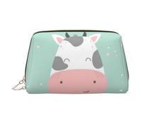 Blue Owl borsa per il trucco in pelle, borsa da viaggio di grande capacità, articoli da toeletta a doppio scopo e borsa per il trucco, Sfondo Mucca, Taglia unica, Zaino per la scuola