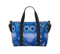Blue Owl Print Carry On Pernottamento Bag,Travel Duffel Bag,Personal Item Bag,per Viaggi, Palestra Sport Weekender, Nero , Taglia unica