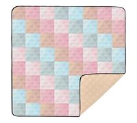 Blue-Peach - Tappetino da gioco quadrato grande antiscivolo per bambini, impermeabile, per bambini, 127 x 127 cm