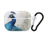 Blue Peacock AirPods Pro 2, custodia protettiva rigida antiurto, per donne e uomini, compatibile con custodia Airpod Pro di 2a/1a generazione con portachiavi, bianco