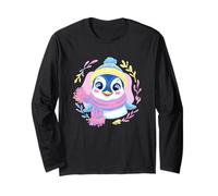 Blue Penguin Inverno Ritratto Lover Graphic Giallo Rosa Sciarpa Maglia a Manica