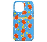 Blue Pickleball Court Design with Paddles and Balls Custodia per iPhone 13 Pro Max