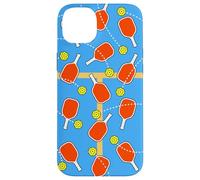 Blue Pickleball Court Design with Paddles and Balls Custodia per iPhone 14 Plus