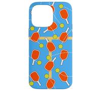 Blue Pickleball Court Design with Paddles and Balls Custodia per iPhone 14 Pro Max