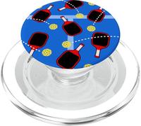 Blue Pickleball Court Design with Paddles and Balls PopSockets PopGrip per MagSafe