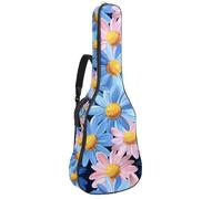Blue Pink Daisy 41 - Custodia per chitarra acustica da 106,7 cm, con tracolla regolabile, con gancio posteriore, adatta per chitarre elettriche, bassi, chitarre classiche e ukulele, Margherita Blu