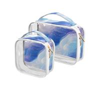 Blue Pink Purple Marble Grain 2 Pack Clear Mens Toiletry Travel TSA Approvato Borsa cosmetica Impermeabile Viaggio Rasatura Essentials