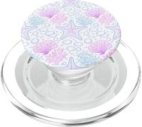 Blue Pink Starfish Shell Coral Ocean Life and Beach Pattern PopSockets PopGrip per MagSafe