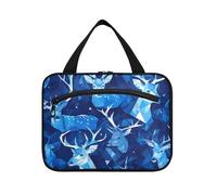 Blue Pixel Alce Natale Hanging Borse per le Donne con Gancio, Accessori di Design Borse con Cerniera per Viaggiatore Toilette bolso de para Mujer L