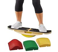 Blue Planet Balance Surfer | Tavola di equilibrio in bambù per ufficio, scrivania in piedi, surf, SUP, yoga, esercizio! Include 3 moduli di equilibrio (schiuma EVA)