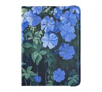 Blue Plumbago Porta passaporto in pelle carino per viaggi famiglia per viaggi documenti di viaggio organizer protezione passaporto custodia per donne impermeabile, Blue Plumbago balcone carino, 1 size