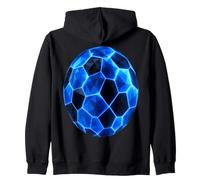 Blue Polygonal Soccer Ball Design Felpa con Cappuccio