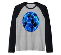 Blue Polygonal Soccer Ball Design Maglia con Maniche Raglan