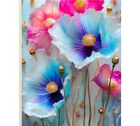 BLUE POPPY COMPOSITION NOTEBOOK JOURNAL DIARY DRAWING SKETCH PAD Cottagecore Botanical Floral Nature Art Painting Farmhouse Wild Flowers Poppies ... Ivy League University - Women Teen Girl GIFT