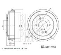 BLUE PRINT ADBP470050 Tamburo freno per KIA