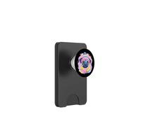 Blue Pug - Ritratto invernale per amanti dei cani, rosa e giallo PopSockets PopWallet per MagSafe