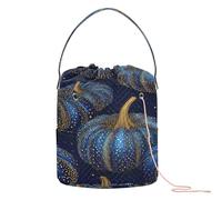 Blue Pumpkin Detail Yarn Storage Bag Crochet Bag Organizer con fori Crochet Tote per Crochet Tool Storage Crochet