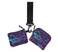 Blue Purple Irregular Art Lines - Portafogli da donna, sottile, staccabile, per biglietti da visita, con tasca con cerniera, 2 pezzi, Linee d'arte irregolari viola blu, 1 size, Casual