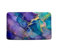 Blue Purple Marble Abstract Modern Colorful Ombre Texture Aesthetic Watercolor Gradient Zerbino Ingresso Antiscivolo Tappeto Entrata Lavabile In Lavatrice Tappeto Da Bagno Per Cucina 40X60Cm
