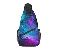 Blue Purple Nebula Crossbody Sling Backpack Sling Bag Travel Hiking Chest Bag Daypack