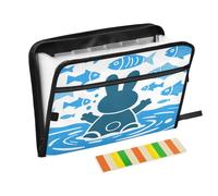 Blue Rabbit Fish - Cartella portadocumenti espandibile con 13 tasche, con etichette, formato A4, con cerniera