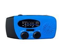 (Blue) Radio di emergenza a manovella solare con 3 LED, allarme meteo wireless, kit portatile multifunzionale per la prevenzione dei disastri