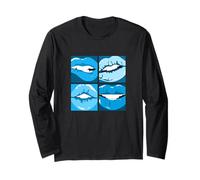 Blue Read My Lips Grafica Blu Maglia a Manica