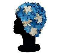 Blue Reef Isla Donna 3D Fiore Petalo 3 Colore Nuoto Cappello Blu Bianco Litri