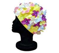 Blue Reef Leo Floral Ladies Classic Retro 3D Flower Petalo Multicolore Giallo Rosa Viola Blu Bianco Elegante Vintage Bella Cuffia da Nuoto Taglia Unica Adulti