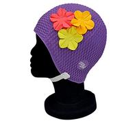 Blue Reef Roma Bubble - Cuffia da nuoto da donna classica retrò con 3 fiori multicolore, petali 3D, 3 colori tropicali, elegante cuffia da nuoto taglia unica per adulti con cinturino regolabile