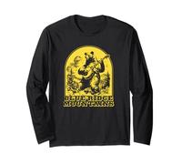 Blue Ridge Mountains Banjo Bear Retro Maglia a Manica