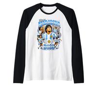 Blue Ridge Mountains Banjo Bear Retro Maglia con Maniche Raglan