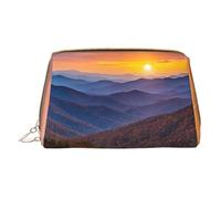 Blue Ridge Parkway Mountains Borsa per il trucco in pelle impermeabile portatile pochette per pennelli da trucco (17 x 10,9 cm), bianco, Taglia unica