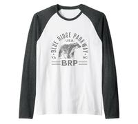 Blue Ridge Parkway NC e VA USA Bear Design Maglia con Maniche Raglan