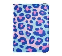 Blue-rosa Leopard Print Pelle decorativa Porta Passaporto Copertura Portafoglio Portafoglio Combo Porta Passaporto Combo con Vaccino Card Slot Impermeabile, Stampa leopardata blu-rosa, 1 size