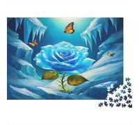 Blue Rose Garden with Butterflies Jigsaw Puzzle Impossible 1000Pcs Decorazione Per La Casa. Rilassamento E Intelligence Per Adulti E Ragazzi Da 14 Anni 38x26cm/1000pcs