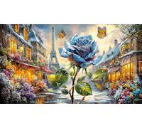 Blue-Rose-Garden-with-Butterflies Puzzle 1000 pezzi Carta riciclata Estremamente difficile Gioco educativo relax Idea regalo perfetta 38x26/1000 pezzi