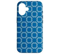 Blue Round Hexagon Ring Circle Modern Geometric Pattern Custodia per iPhone 16