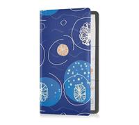 Blue Round White Lines Flower Art PU Leather Car Registration and Insurance Card Holder Glove Box Organizzare per ID, patente di guida, chiavi informazioni di contatto carte
