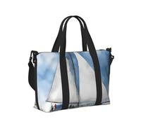 Blue Sailboat 1 Stampa Donne Uomini Borsa a Mano da Viaggio per Pieghevole Borsa Portatile per Viaggi di Weekend Viaggi