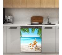 Blue Sea Beach - Magnete per lavastoviglie, motivo: stelle marine, bordo dell'oceano, pannello magnetico decorativo per frigorifero, cucina, porta, 58,4 x 66 cm